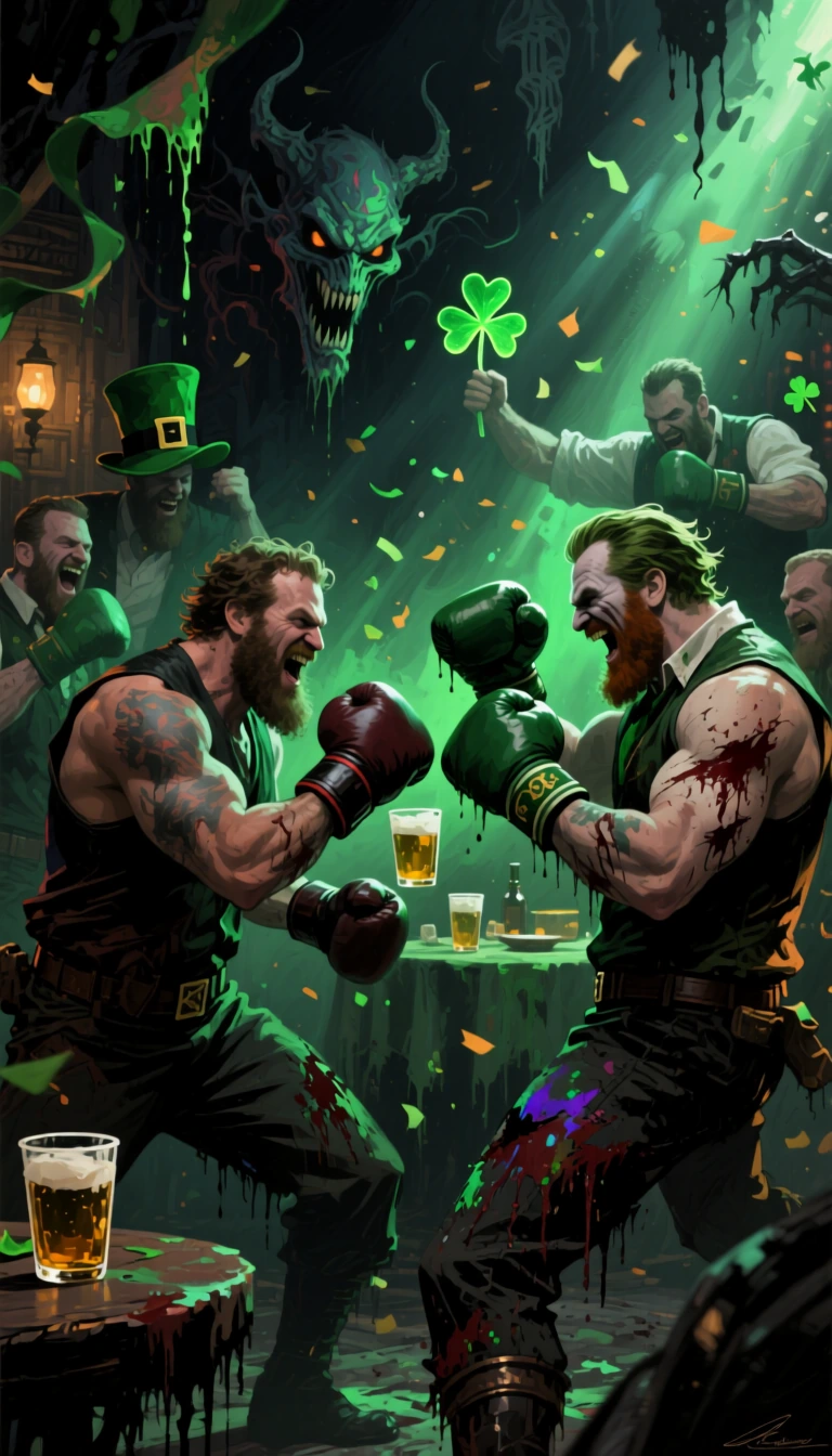 Art cleanses our souls of the grime of everyday life... It is with this idea in mind that we have created a striking, expressive and sombre image, in the spirit of #StephenKing. A brawl involving tipsy Irishmen, with burly lads boxing to celebrate St