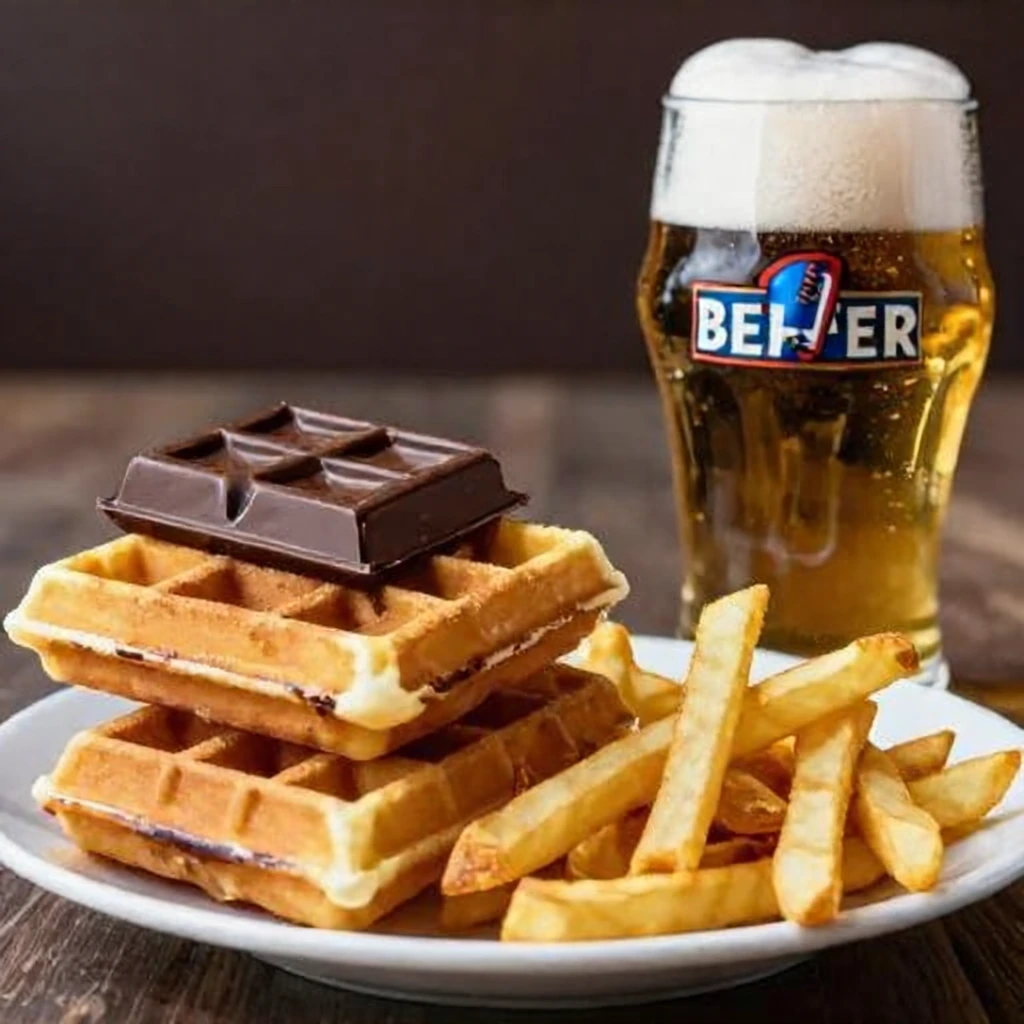 Belgium, waffles, fries, beer and chocolate