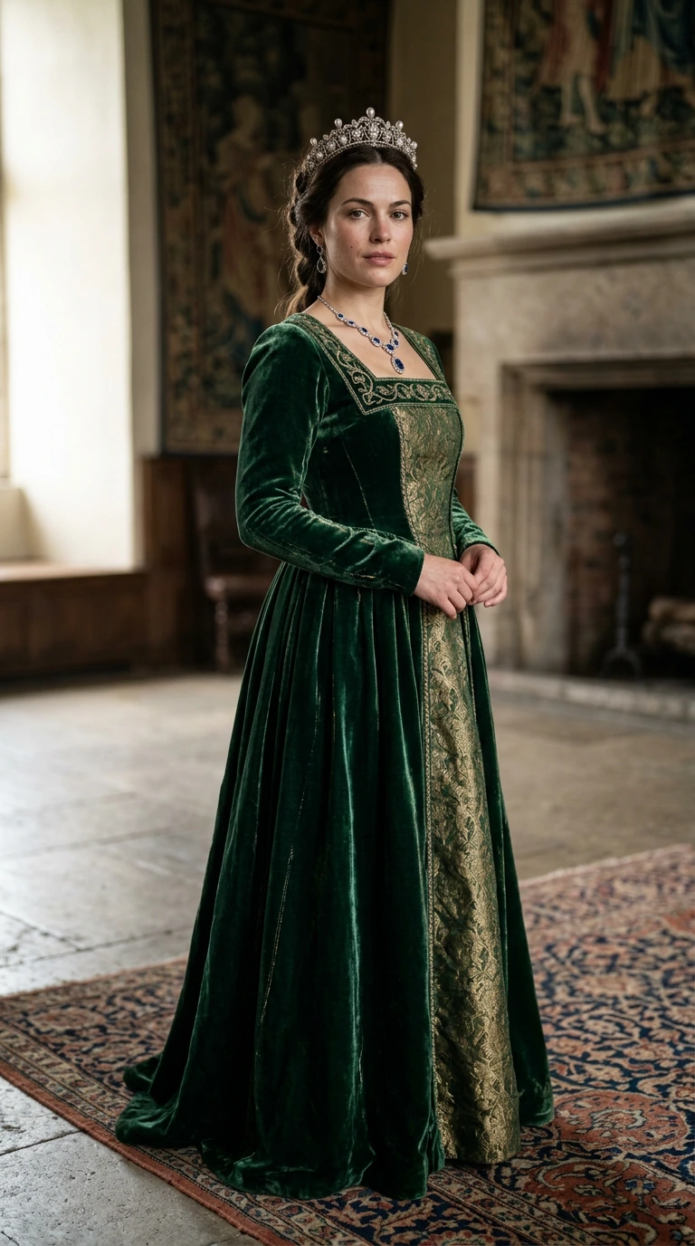 Ultra-photorealistic, hyper-detailed, full-body image of a young beautiful princess in a powerful, confident pose. Cinematic realism, sensual dominance conveyed through body language, posture. She stands with subtle hip tilt and arched spine, shoulde