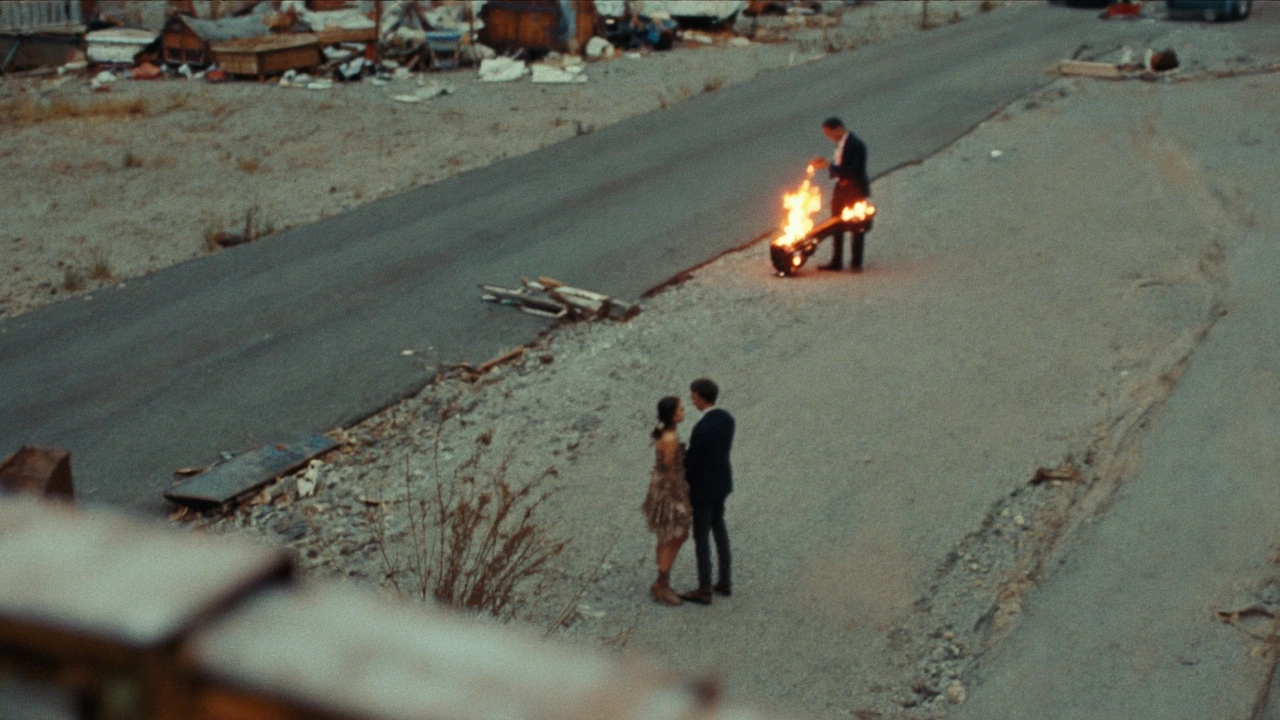 focused on film grain, couple, burning love