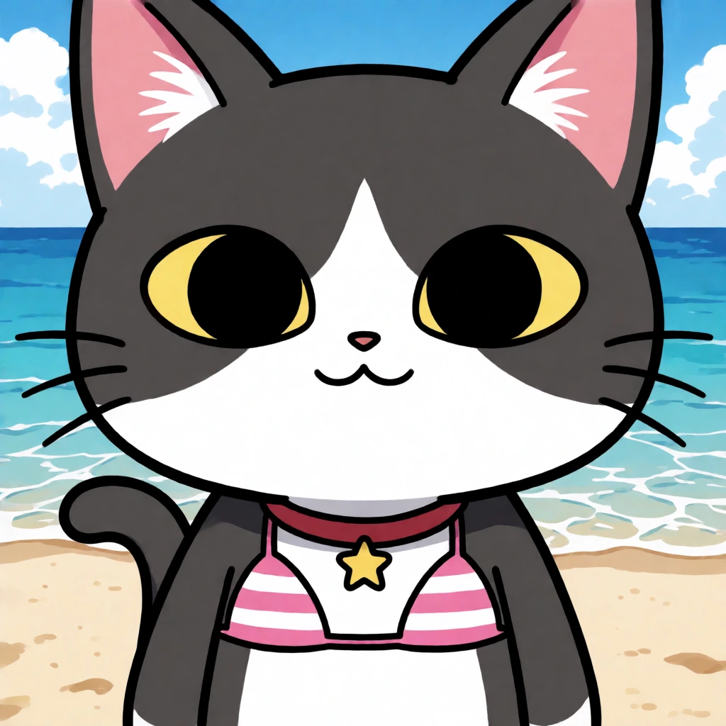 Beach cat cartoon
