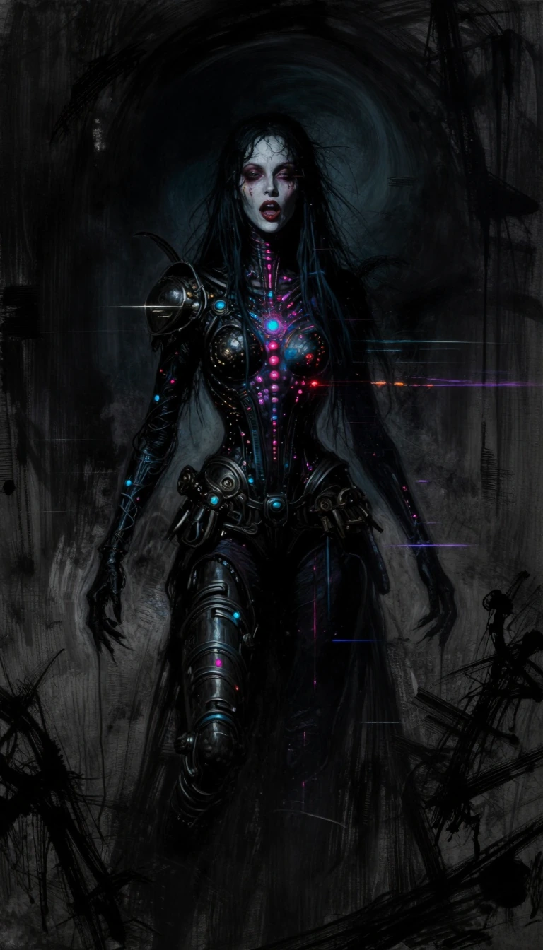 She wanders where the light ends, Queen of a kingdom of ashes and pixels. Her soul is a radio freque…