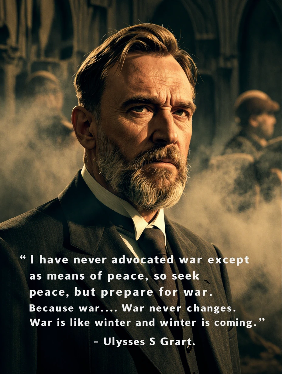 “I have never advocated war except as means of peace, so seek peace, but prepare for war. Because war... War never changes. War is like winter and winter is coming.” ― Ulysses S Grant