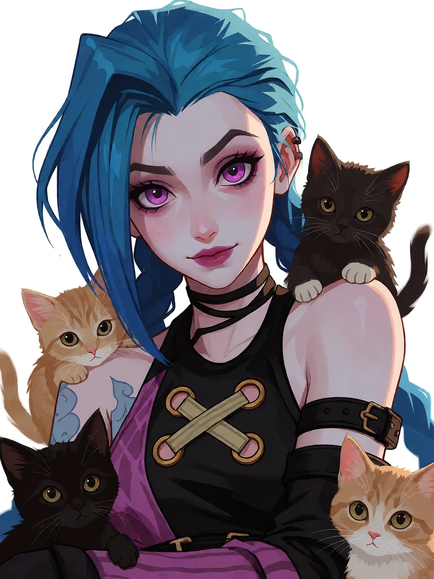 Gorgeous Jinx surrounded by kittens