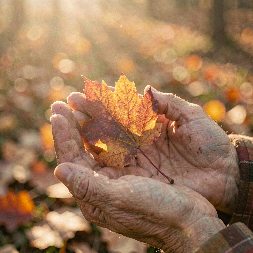 @hivewriter's autumn grace held in time-worn palms