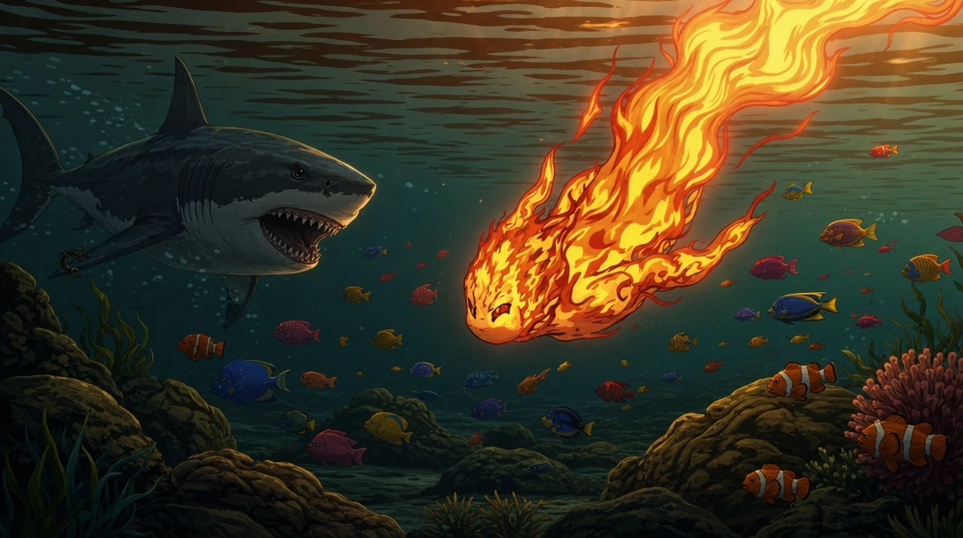 Add some colorful fishes and a scary looking shark