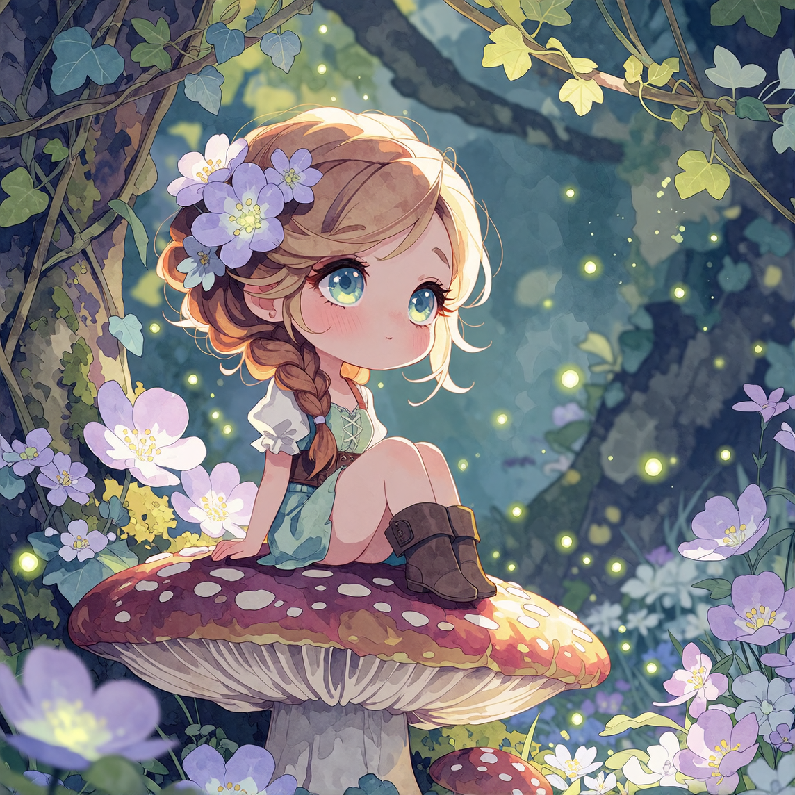 i will never stop drawing tiny girls on mushrooms it's a sickness