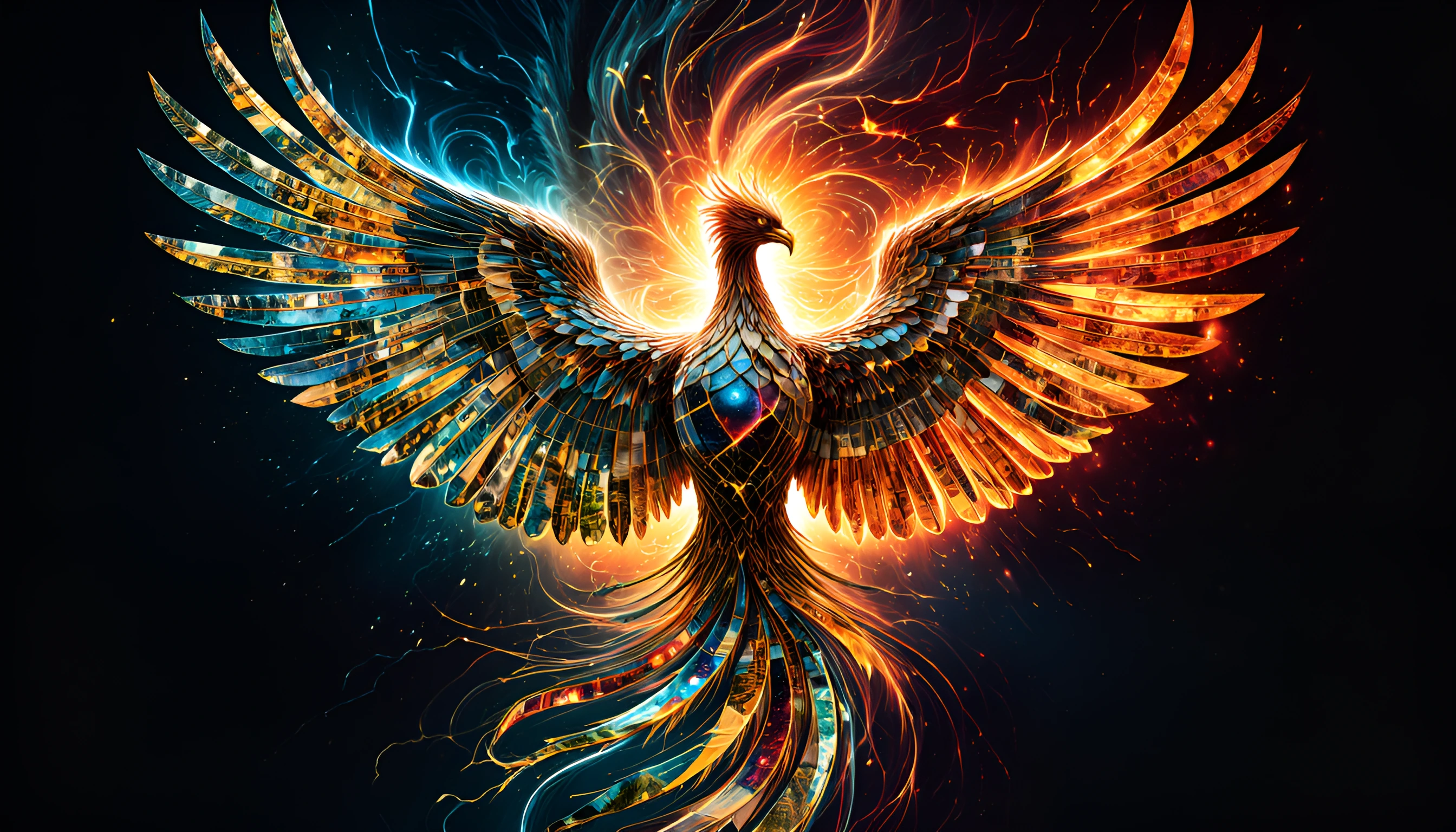 Here's your upgraded prompt — crafted for maximum impact across Midjourney/DALL-E: 🔥 Master Prompt Short version (DALL-E / GPT-4o): A breathtaking phoenix rising, its entire form constructed from hundreds of tiny collaged images — flames, feathers, g