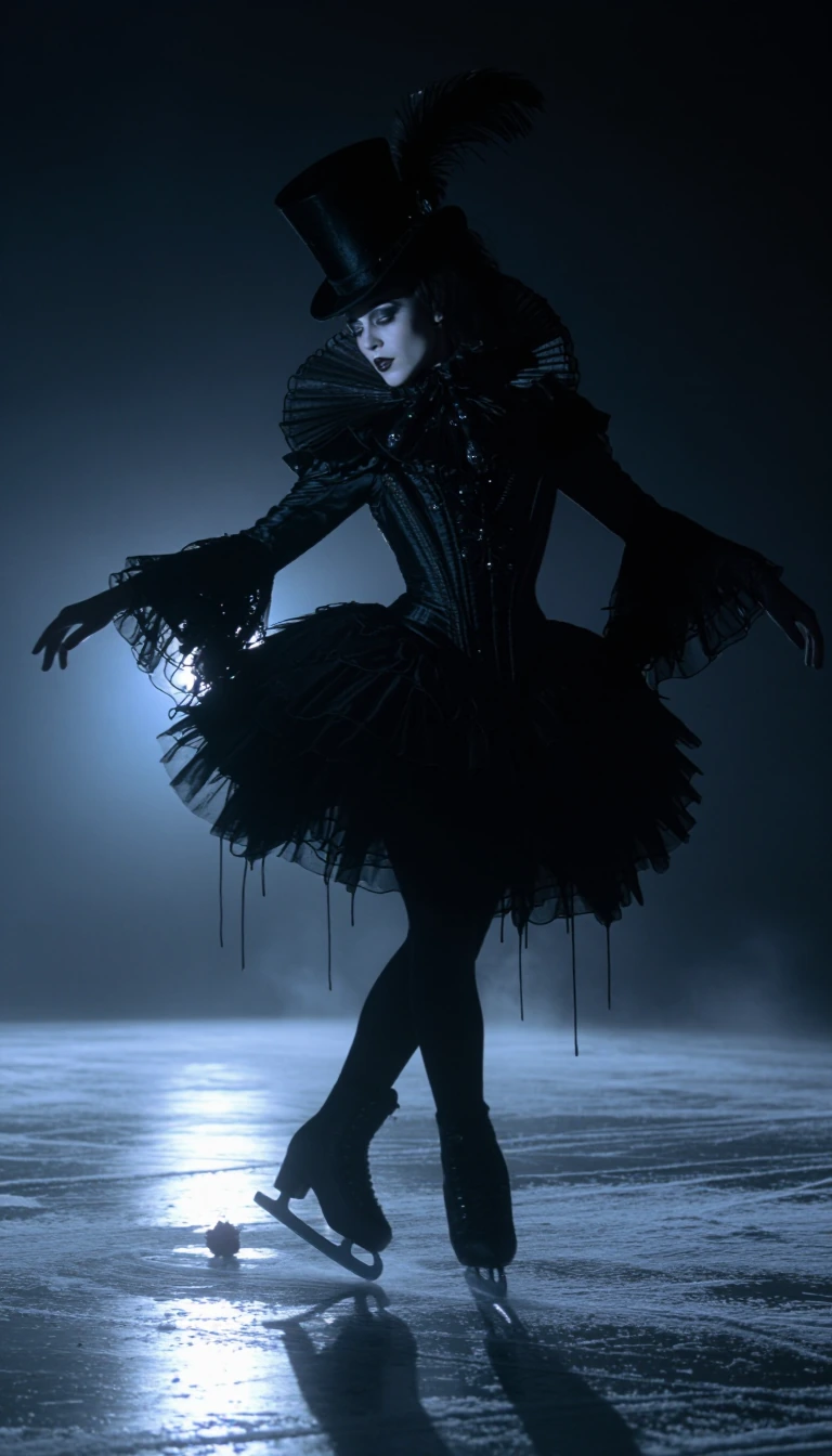 Black waltz on white crystal. The frost kisses my ankles, And in the reflection of the ice, I see th…