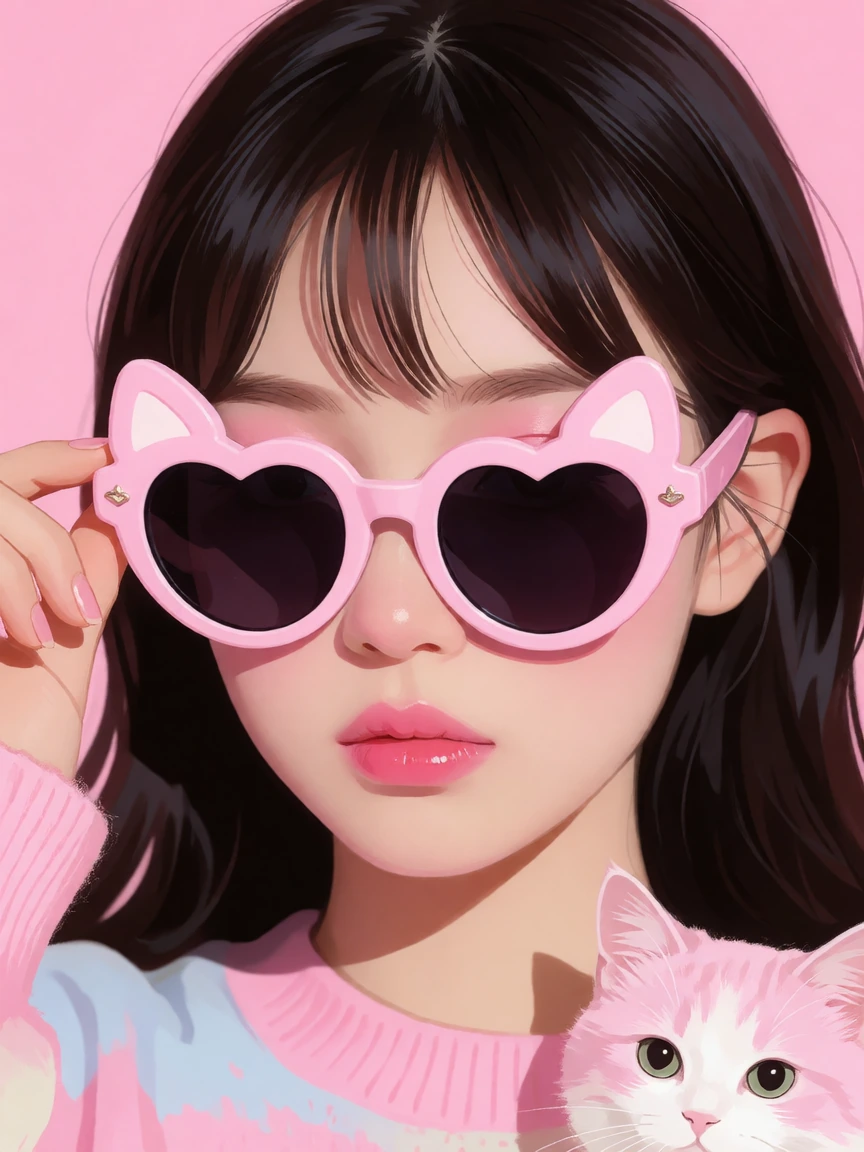 Cute sunglasses on a woman kawaiicore style