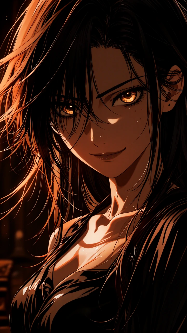 Masterpiece, best quality, ultra-detailed 8K hyperrealistic cinematic anime render, dramatic cinematic lighting with strong side lighting and deep sha