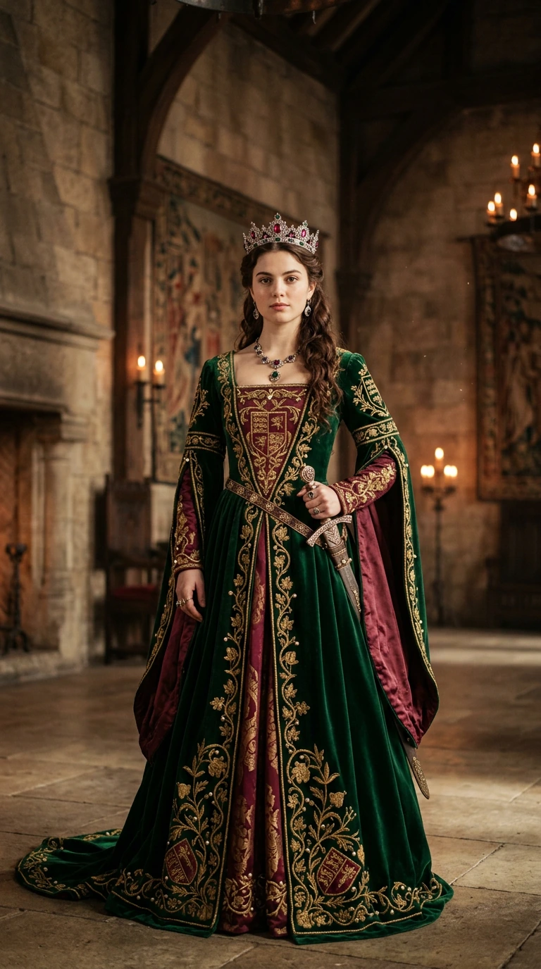 Ultra-photorealistic, hyper-detailed, full-body image of a young beautiful princess in a powerful, confident pose. Cinematic realism, sensual dominance conveyed through body language, posture. She stands with subtle hip tilt and arched spine, shoulde