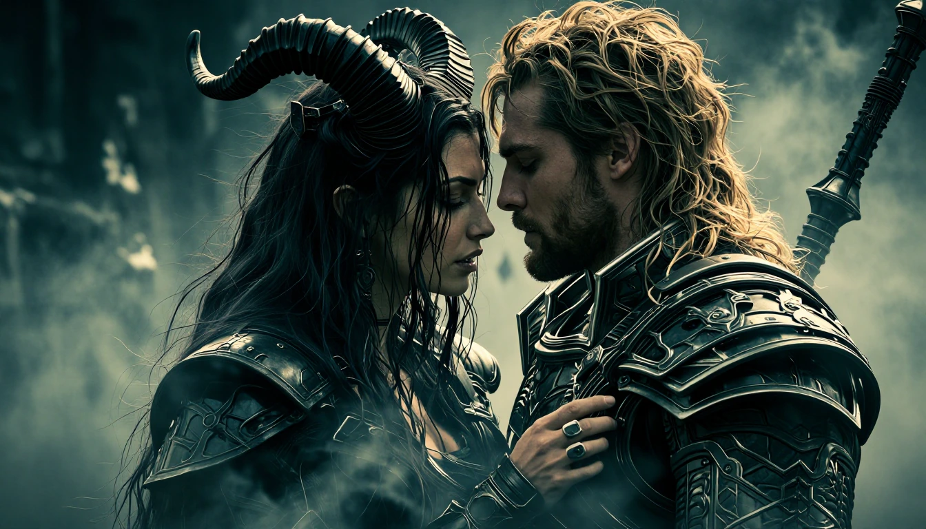 The horned demoness is depressed and sick of violence, she wants to snuggle not fight the handsome wizard Axion.