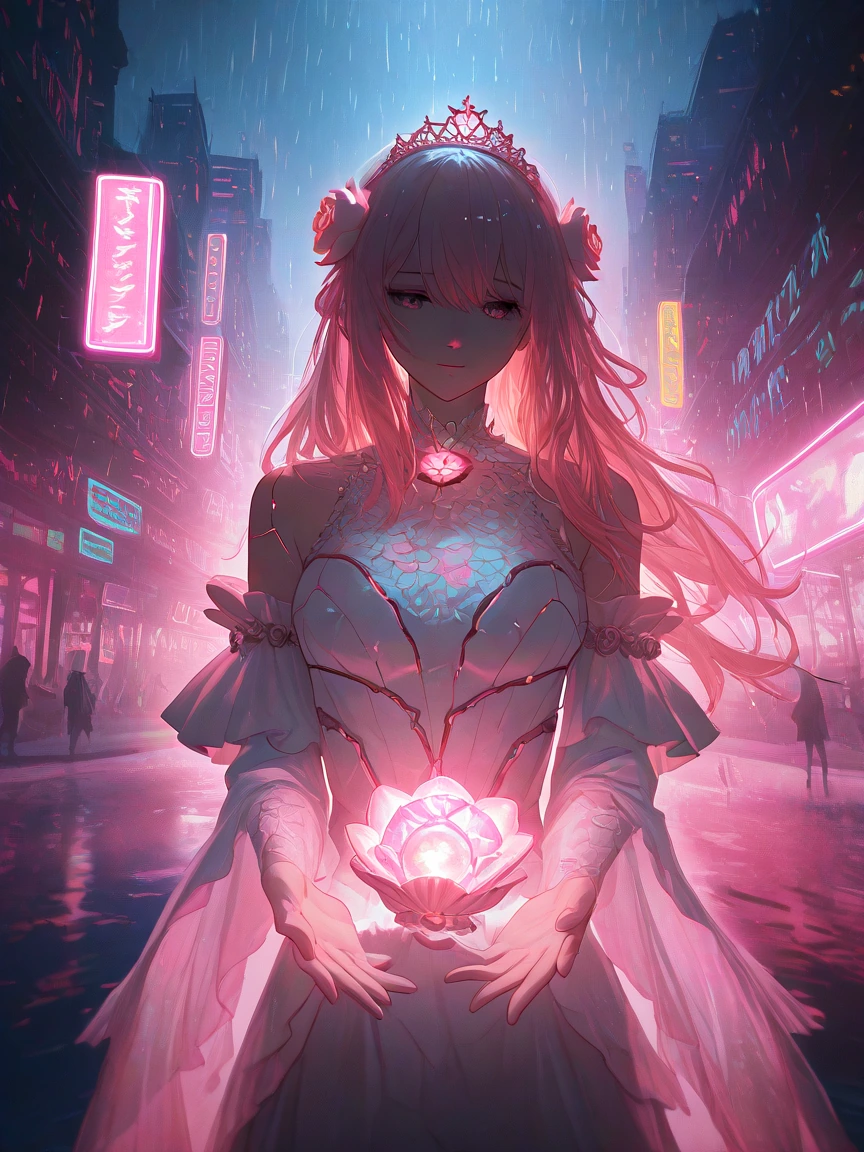 a romantic mermaid born from a pink pearl shell, rose pearl tiara, flowing pink and gold hair, surrounded by glowing seashells and pearl roses, dreamy underwater kingdom, soft pink light, ultra detailed masterpiecepurples, and celestial golds