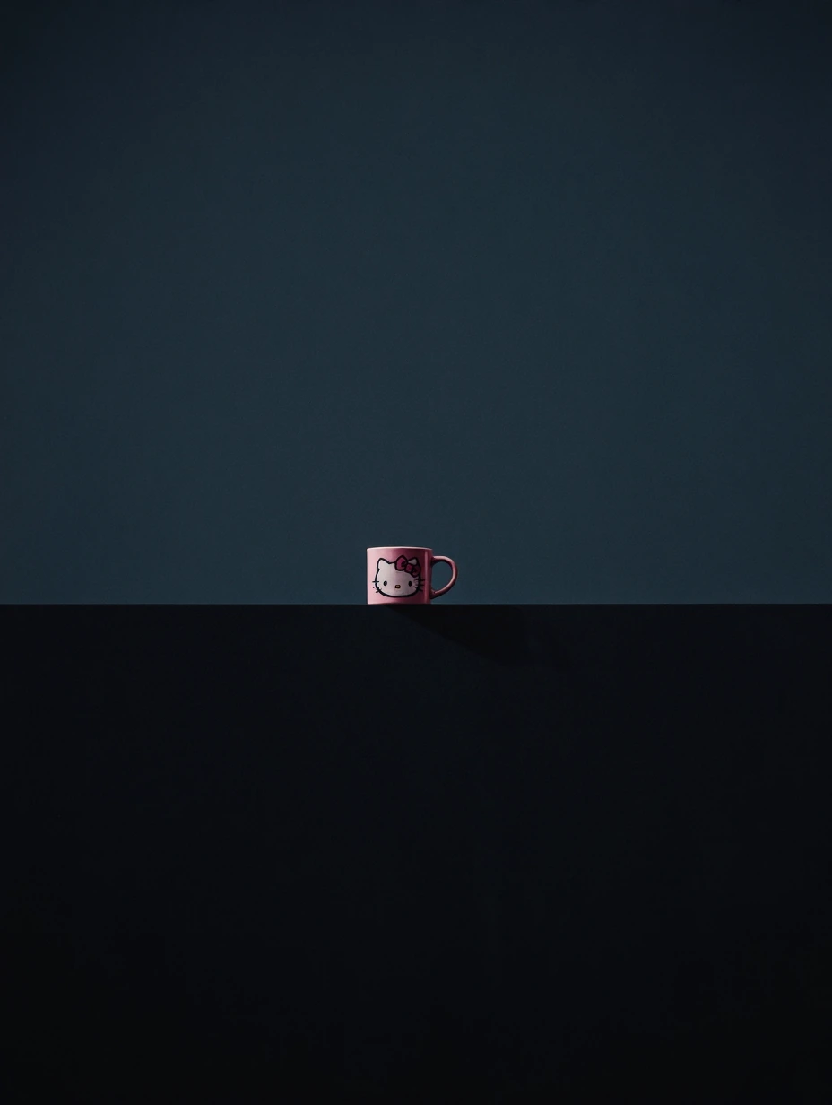 coffee, pink mug, hello kitty art