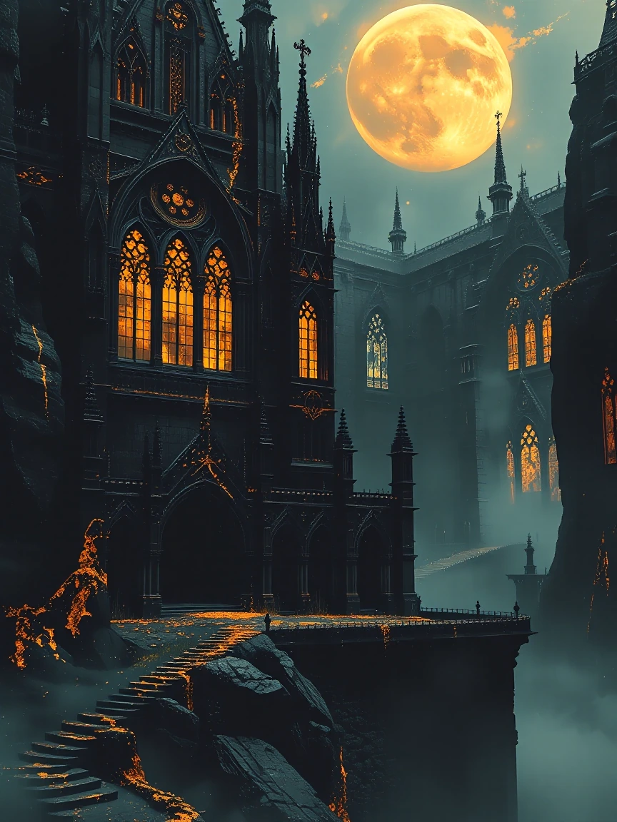 An original dark fantasy masterpiece on a deep matte black textured canvas with luxurious metallic gold leaf accents and luminous gold highlights. A restrained color palette of matte black, obsidian, charcoal, and metallic gold, with gold used only a