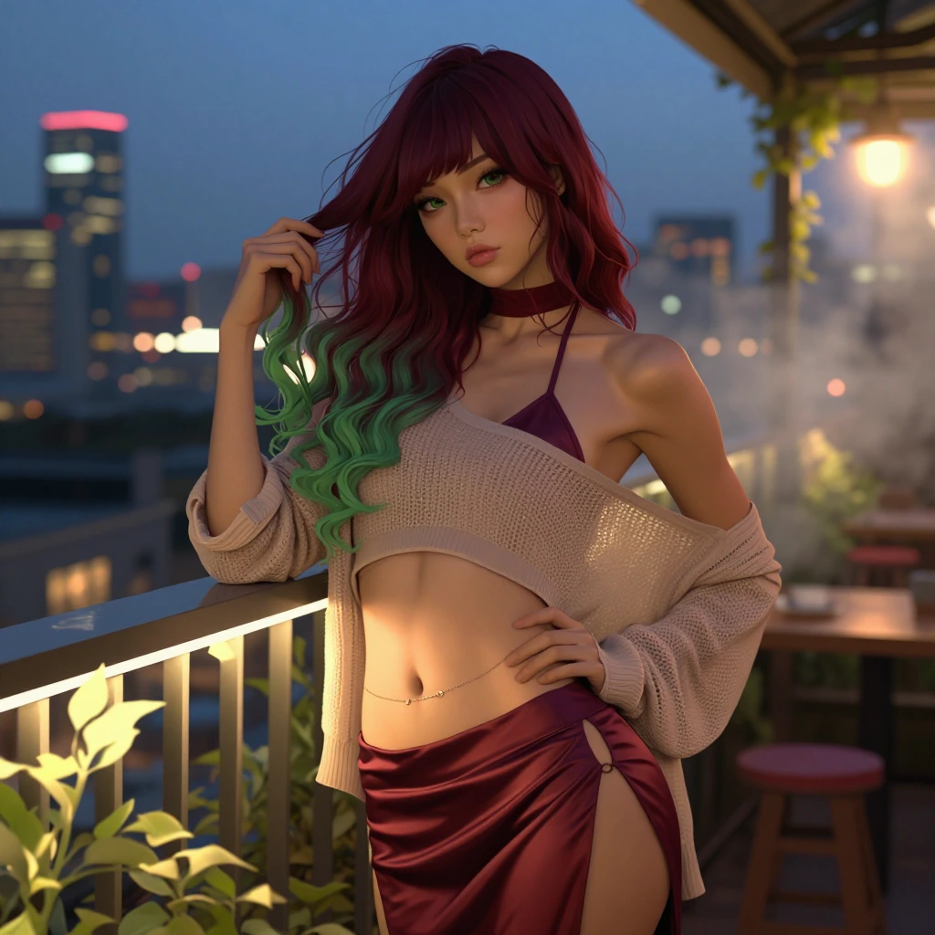 masterpiece, best quality, very aesthetic, absurdres, good quality, very aesthetic, newest, highly detailed, beautiful lighting, soft reflections, amazing composition, Jeddtl02, flat color, BSSHRGKS, blue hour, late night, dark, {{(light skin:2)}}, (