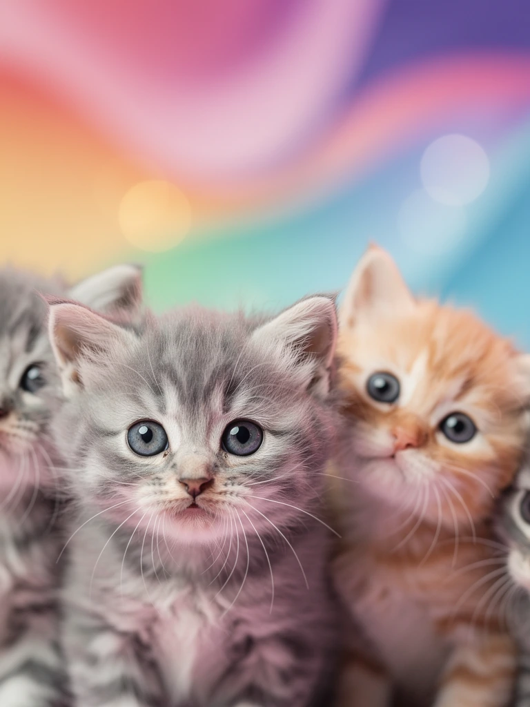 no humans, Gr@dientW@lds, color grading, gradient colors Closeup kittens