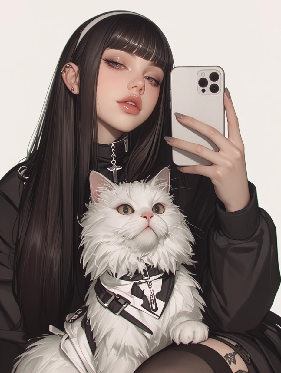 Girl taking a selfie with her cat