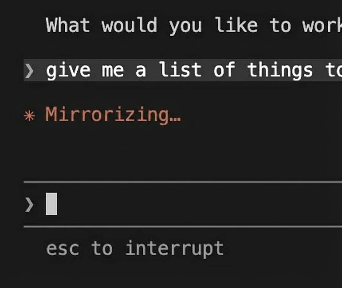 change frosting... text to Mirrorizing...