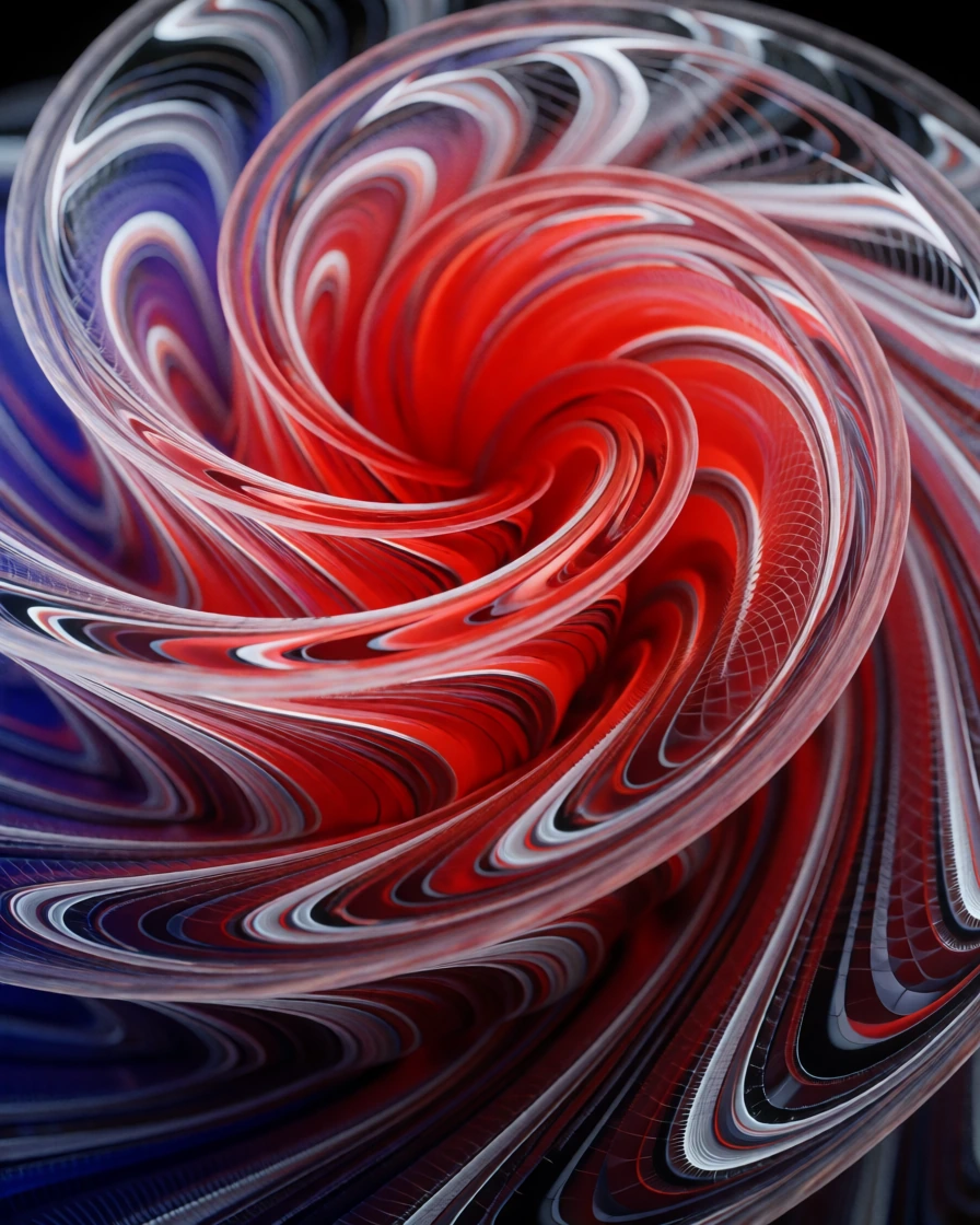 A macro-photographic, hyper-maximalist visualization of "Liquid Glass — Fluid Motion," functioning as a visual manifestation of a cognitive shift and quantum entanglement. The core subject is an impossible, zero-gravity kinetic anomaly composed entir