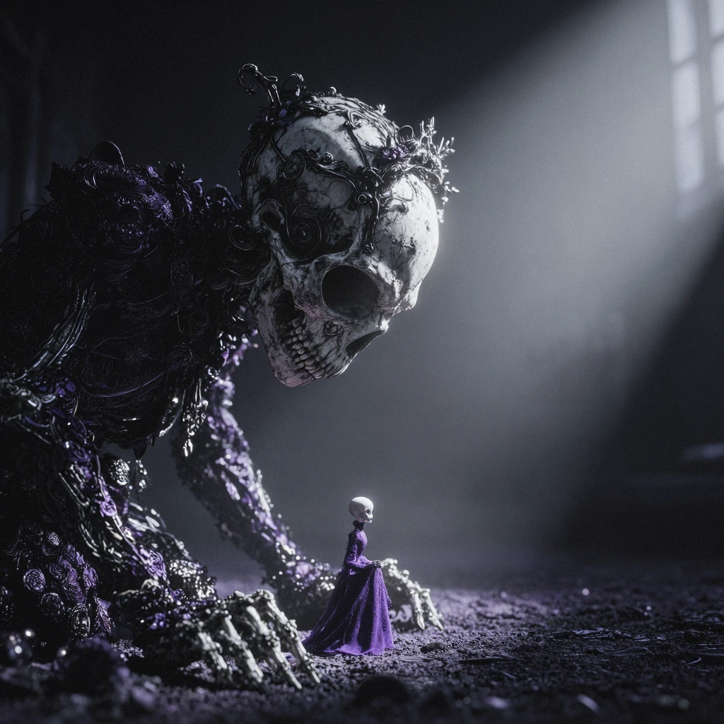 #Necromancer#Purple# Bone (In the style of #Tim Burton)