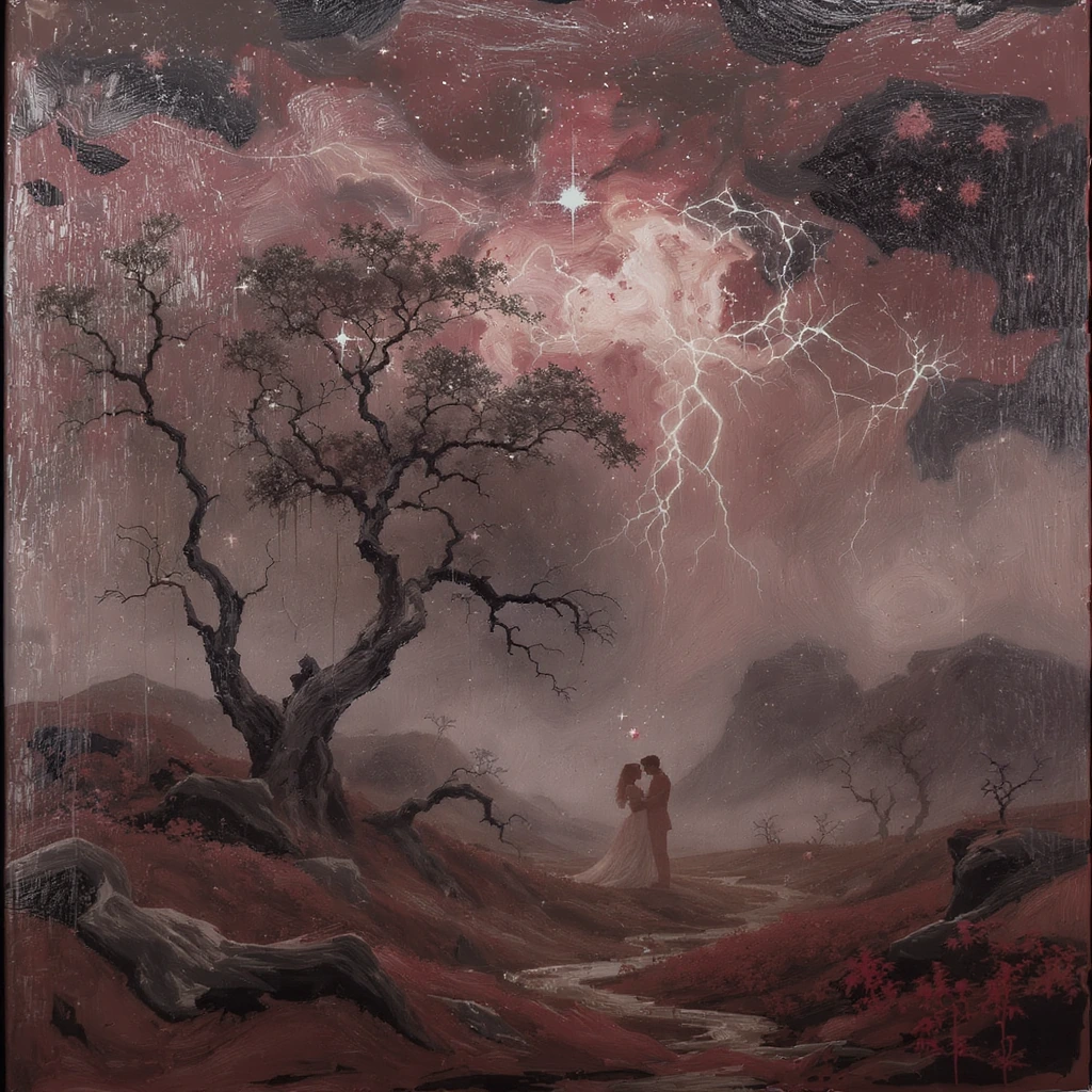 Art purifies our souls of the dust of everyday life... and it is from this reflection that we create a striking, expressive and sombre image, in the spirit of #Jurassic Park. Create a masterpiece featuring a "Storm Romance " in a prehistoric summer,