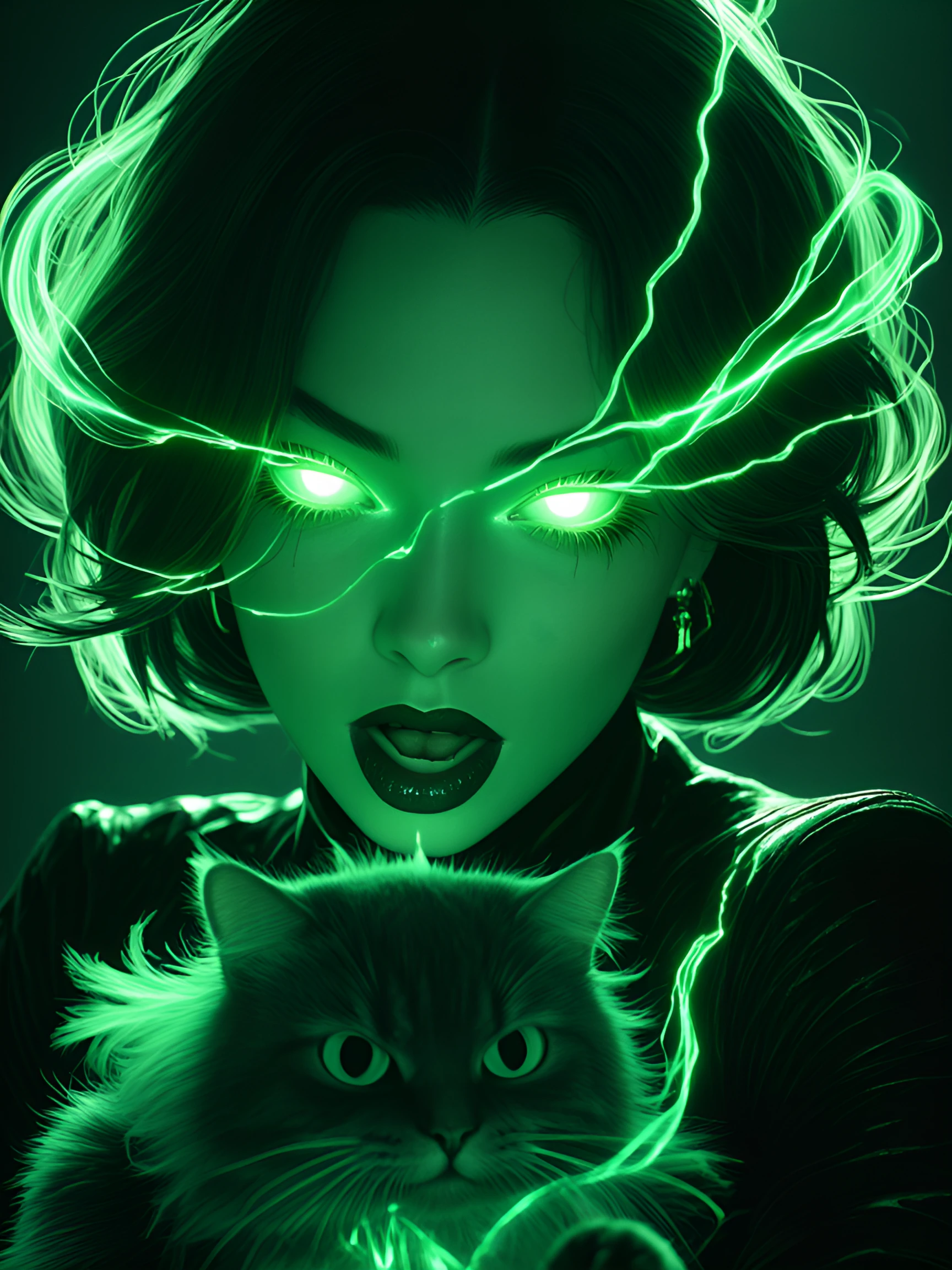 She took a selfie dressed in red with her cat but wasnβt meaning to attract Dracula. Glitchcore