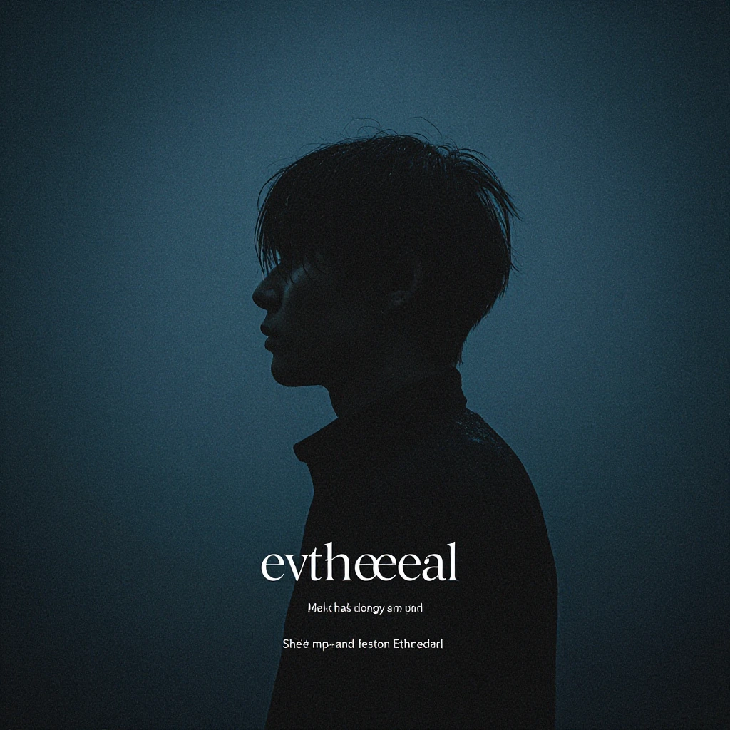 ethereal portrait of solitary figure in rainfall, cinematic mood, minimal text