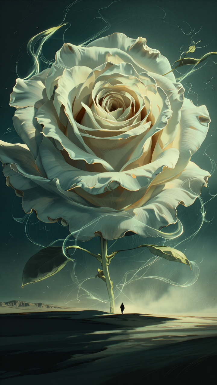 Rose made of white whispy shadows