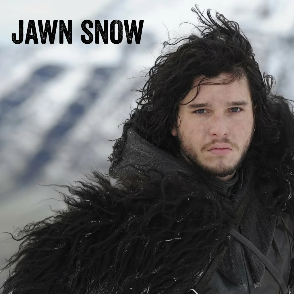 Add the text JAWN SNOW at the top left corner