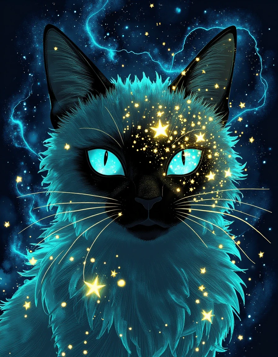 { "details": { "atmosphere": "mystical, ethereal", "color_palette": { "dominant_colors": [ "deep blue", "gold", "black" ], "highlights": [ "glowing go