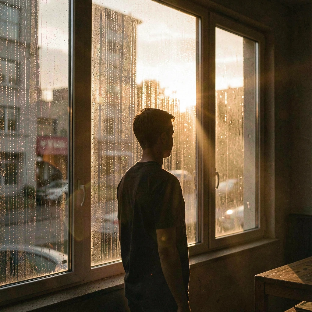 @hivewriter's solitude captured in rain and shadow