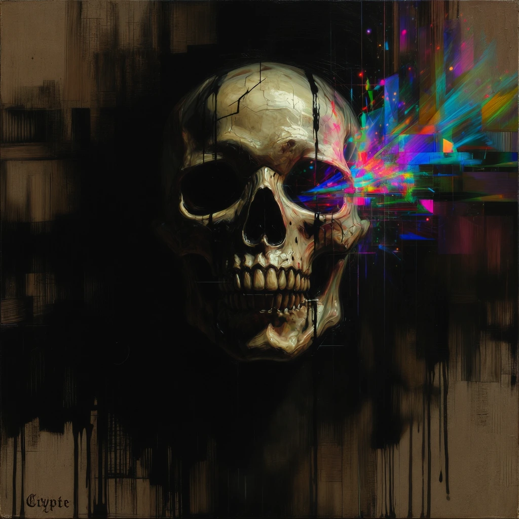 Mon esprit, libéré des chaînes de la chair, parcourt les dimensions invisibles. Je suis le voyageur de l'astral, le passeur d'âmes, celui qui guide les égarés vers la lumière ou les ténèbres éternelles.un skull Dark . onirique.la signature gothic fin