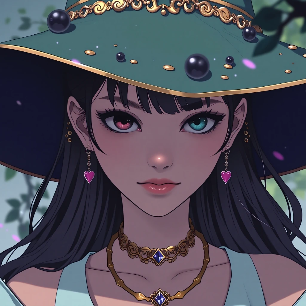 1girl, solo, jewelry, heart shaped earrings, witch