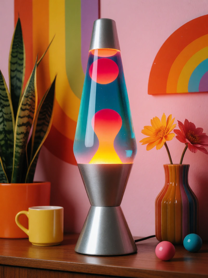 Surreal, lava lamp, 70s colors, 70s decor