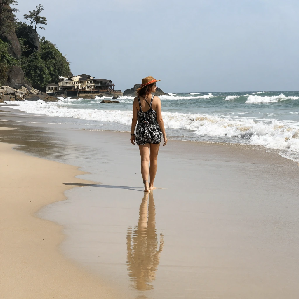 a woman at the beach