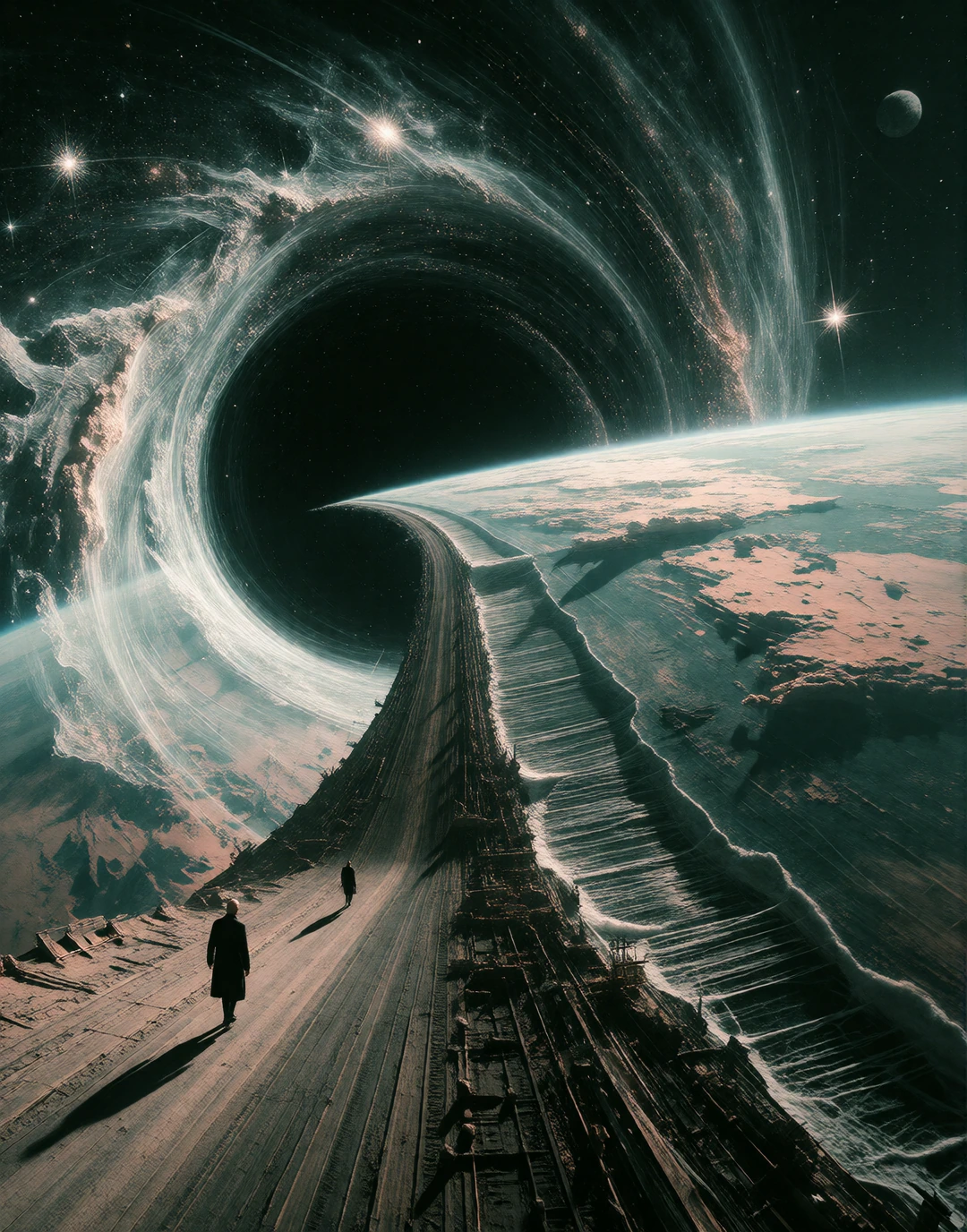 (masterpiece:1.25), (best quality:1.2), (ultra-detailed:1.2), (cinematic surrealism:1.3), (photorealistic analog science-fiction landscape:1.35), (mon