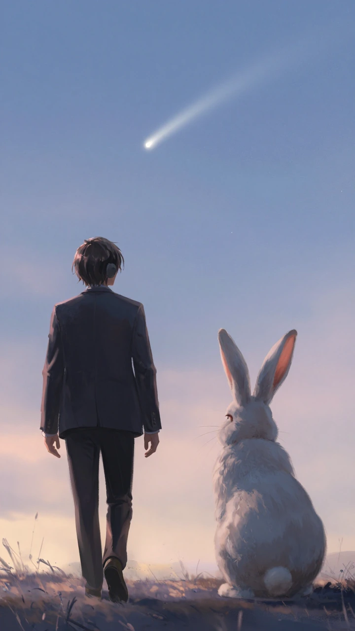 a comet that missed its appointment follows a well dressed rabbit, to a world where, time has no meaning other than, the meaning it has.