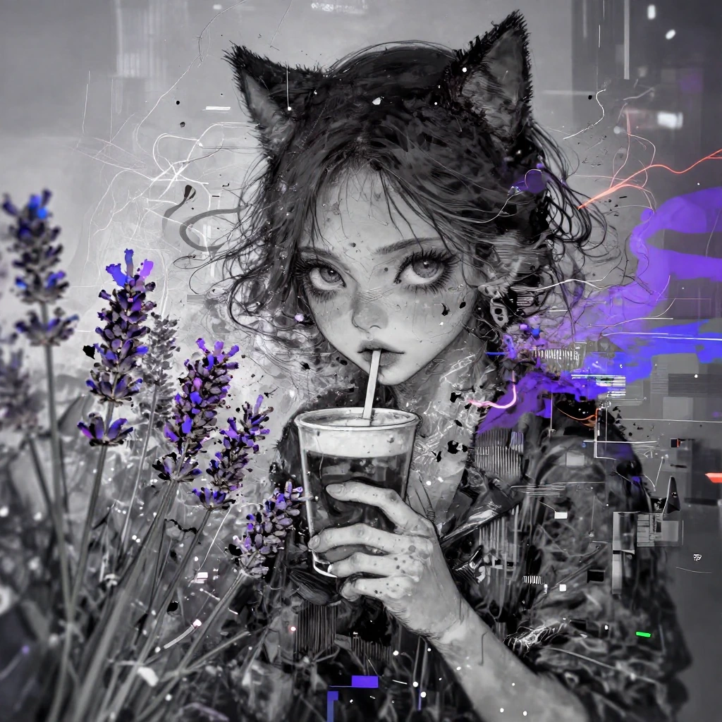 Lavender , coffee, cat girl