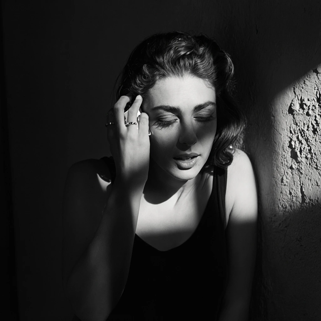 black and white photo from the 50s, light and shadow intricate, beauty