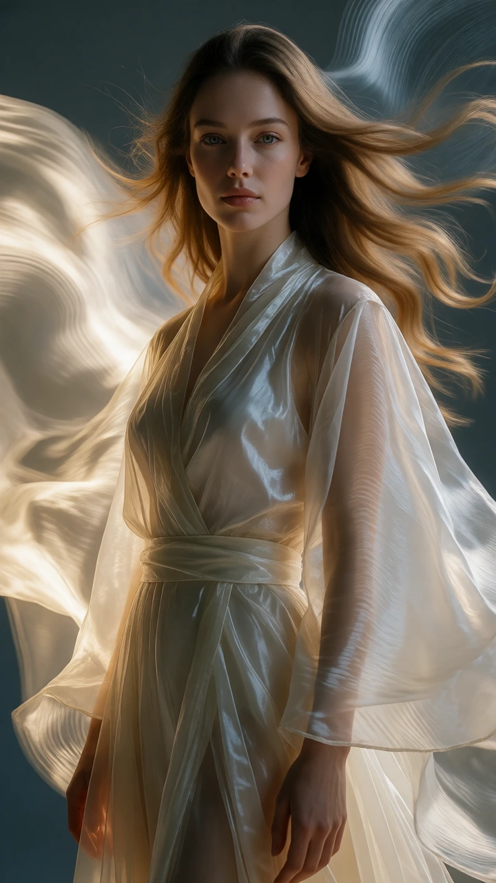 A breathtakingly beautiful woman in a poised, regal stance, gaze fixed on the viewer with "breaking-the-fourth-wall" intensity, appearing a micro-second away from a wink. Hyper-realistic skin with subsurface scattering, fine pores, and a warm, livin