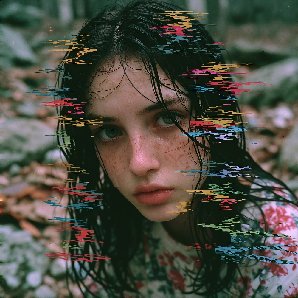 glitch woman dreaming