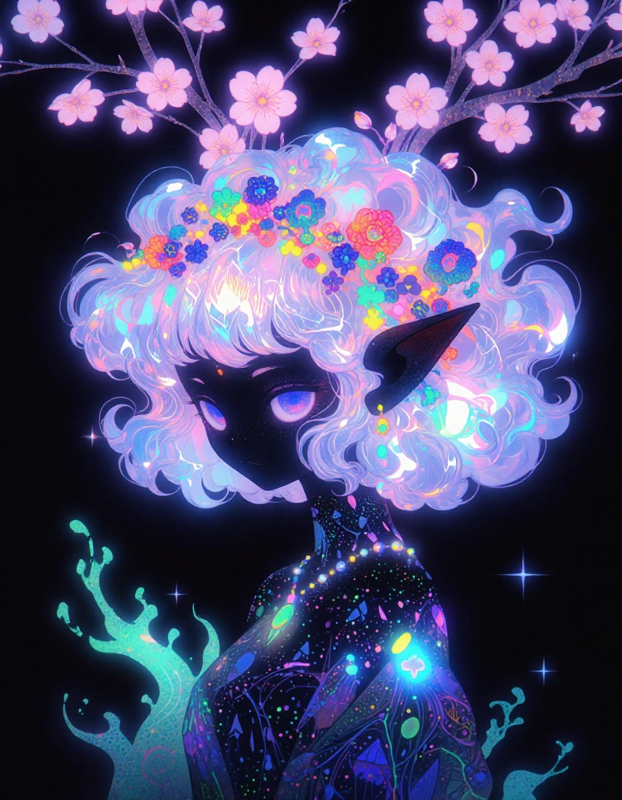 { "elements": { "atmosphere": { "lighting": "soft and diffused", "mood": "whimsical and enchanting" }, "background": { "colors": [ "soft pink", "dark 