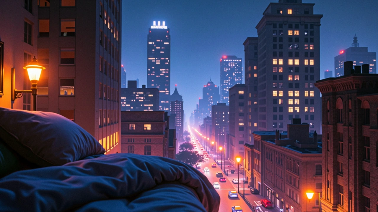 Under my bed, there exists a city. Much like the one from the movie "Little Monsters." Or like the diorama from the movie "Beetlejuice." Use dynamic contrast and sharp color transitions. Add subtle hues of light, like street lights from another relm.