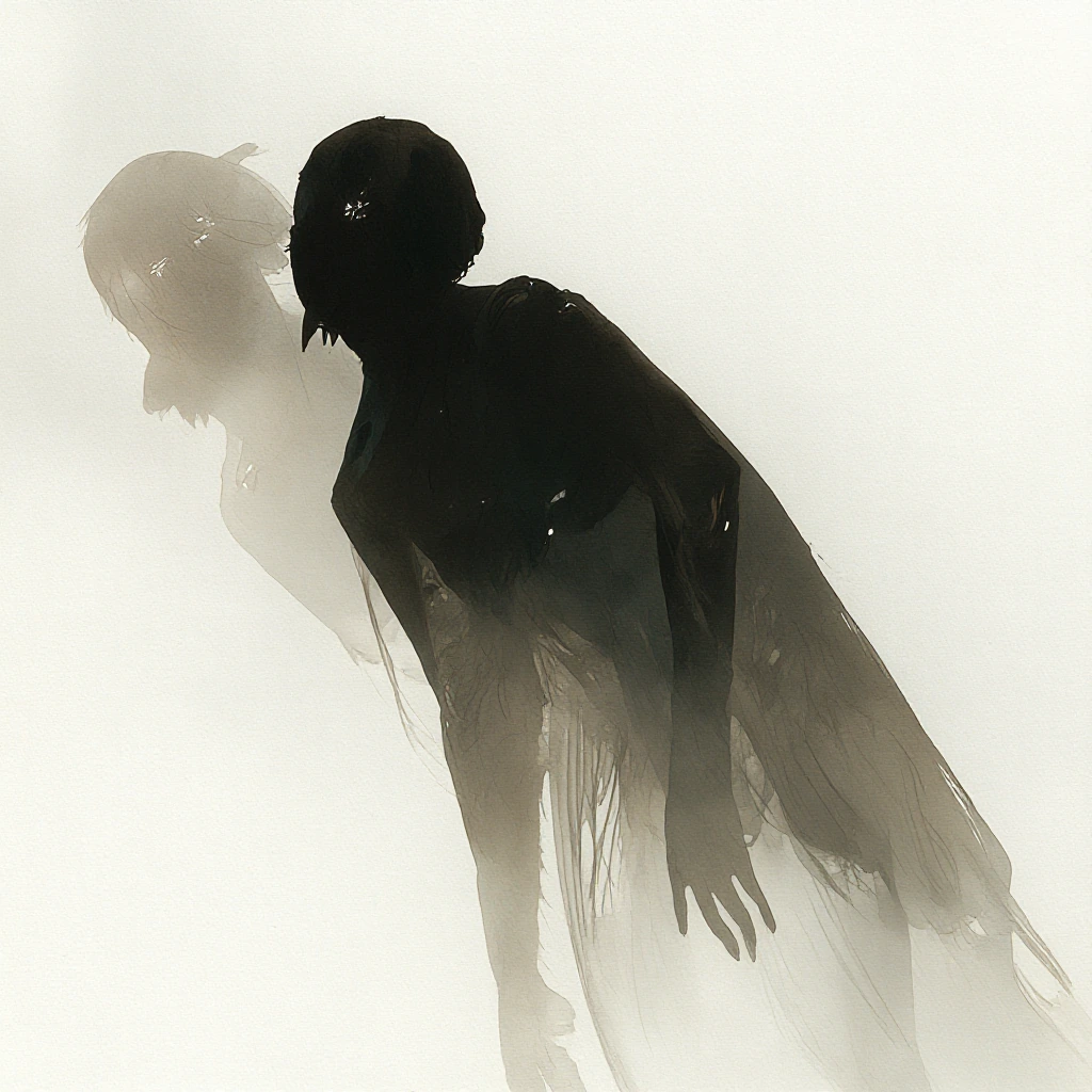 Aerography + fumage: airbrushed shadowless floating smoke ghosts stitched into impossible anatomy, clean precision voids filled with sooty whispering 