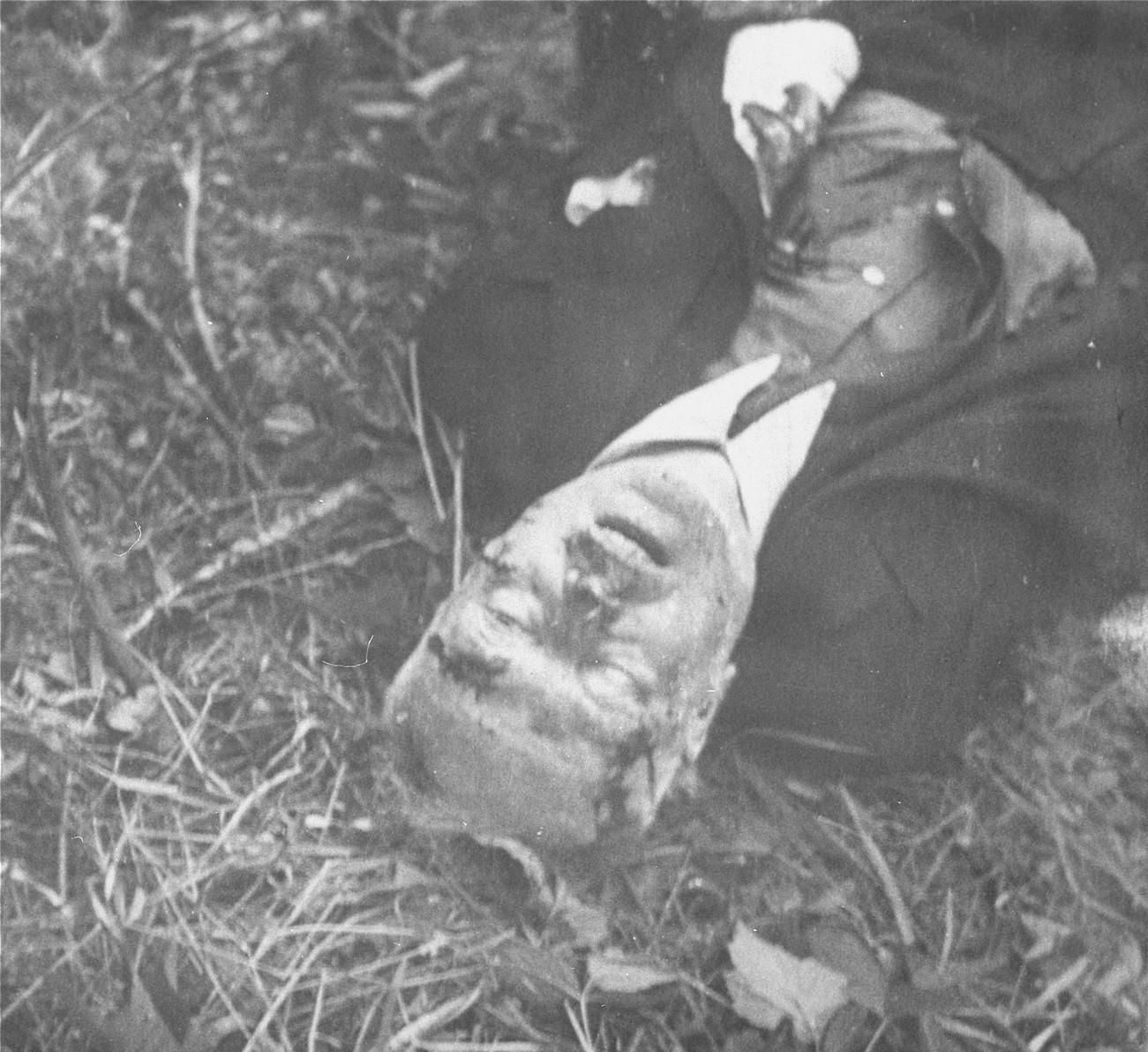 the dead body of Romanian dictator Ion Antonescu moments after his execution via firing squad by loc…