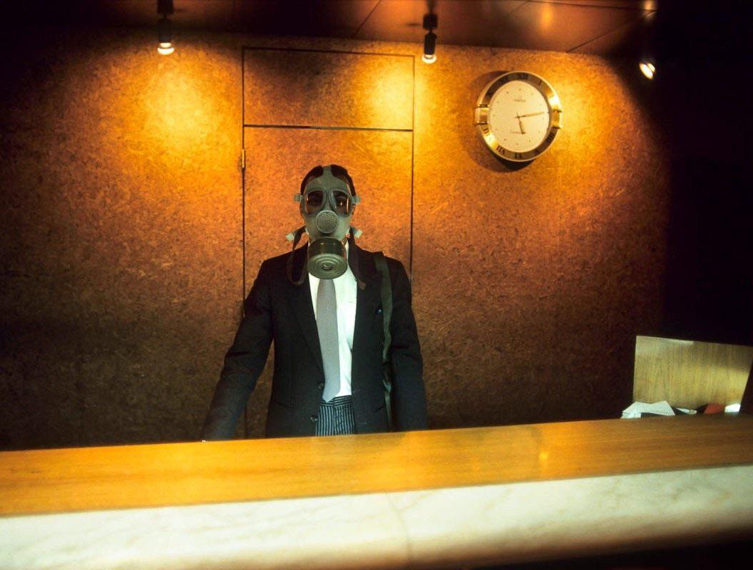 a hotel receptionist during a Scud missile alert at the Le Méridien, during the 1st gulf war. Dhahra…