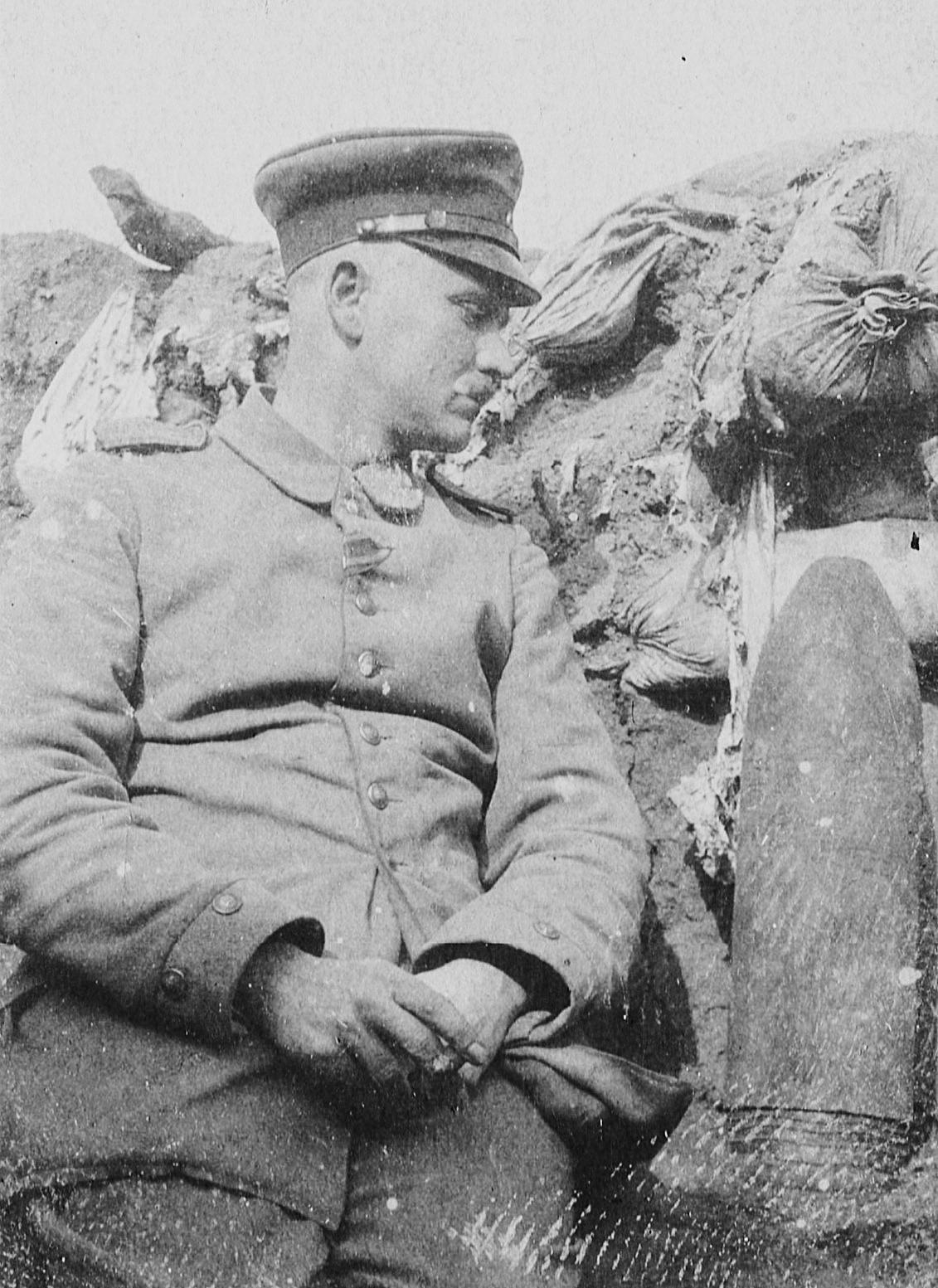 a picture taken of my German grandfather during WW1 - 1915 - posing with a British dud shell during…