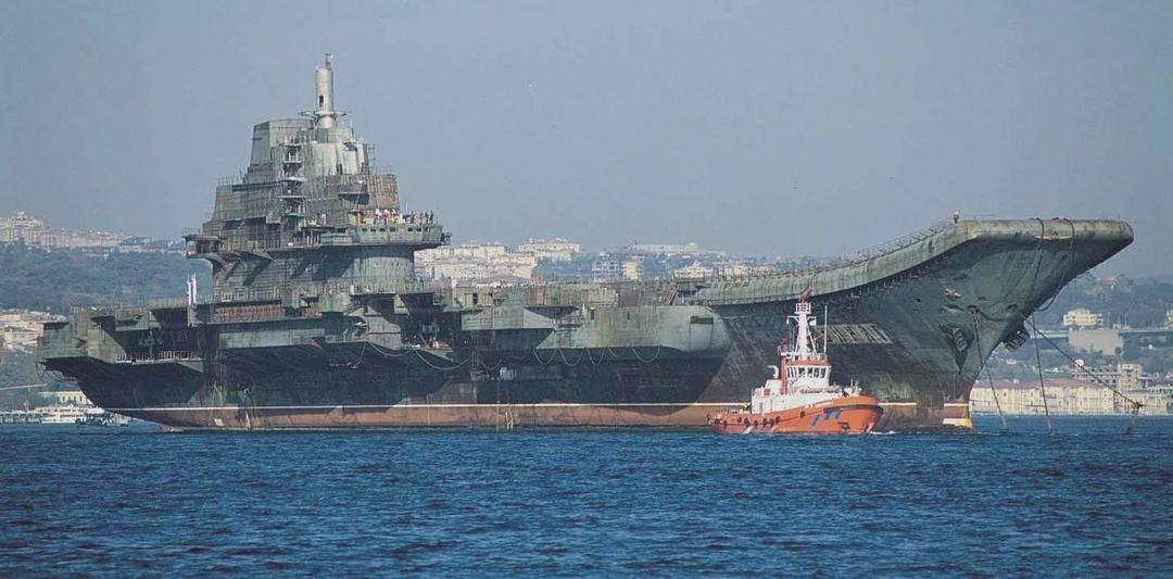 soviet aircraft carrier Varyag under tow through the Bosphorus, Nov 2001 bought by a Hong Kong shell…
